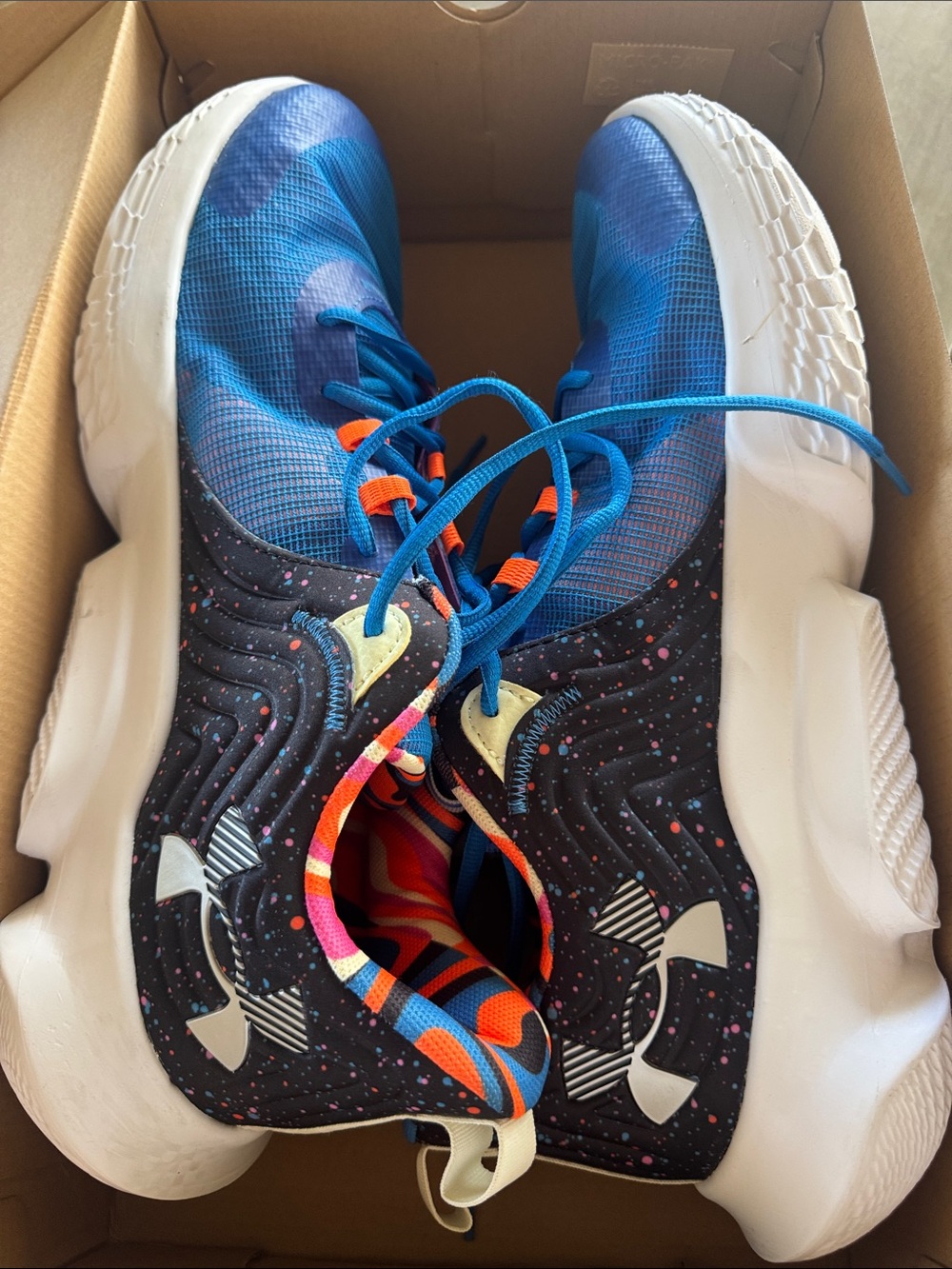Under Armour Men’s Blue, Black and Orange Athletic Sneakers
